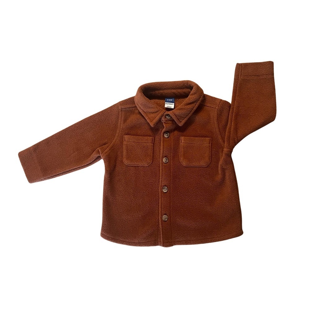 Old Navy Kids Rust Brown Fleece Shacket Button Front Shirt Jacket 6-12M (0925)